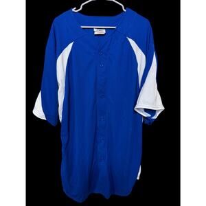 Vintage Team Work Y2K 90s Jersey Button Down Blue White trim NWOT Sz: 3XL B10